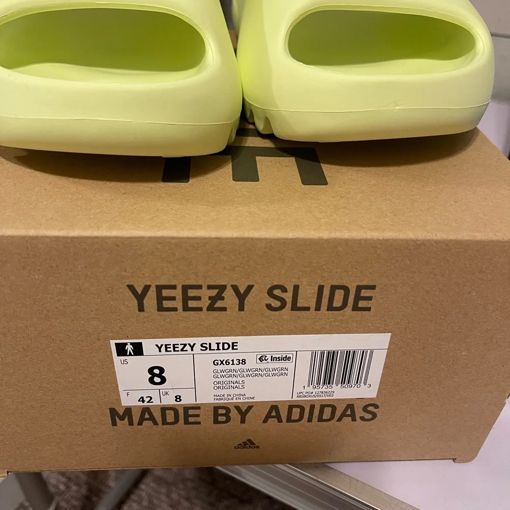 Women’s Neon Yellow Slide Sandals - Picture 2 of 3